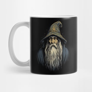 Retro Dark Wizard Vintage Fantasy illustration Mug